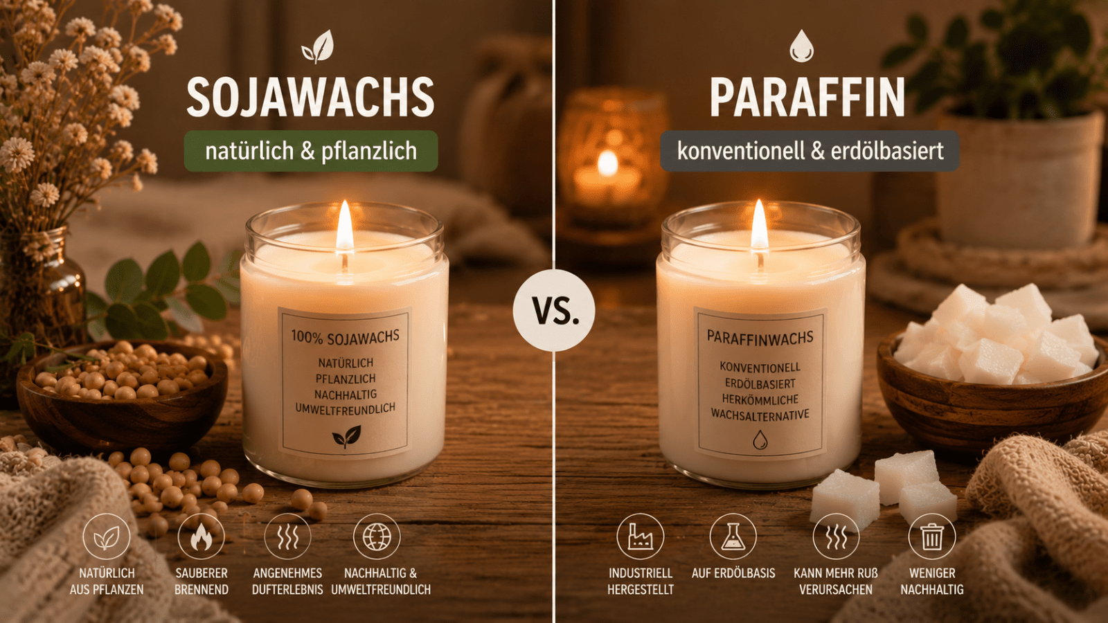 Sojawachs oder Paraffin? Warum ich bei Duftkerzen auf Sojawachs setze. - Patrick's Kerzenwelt