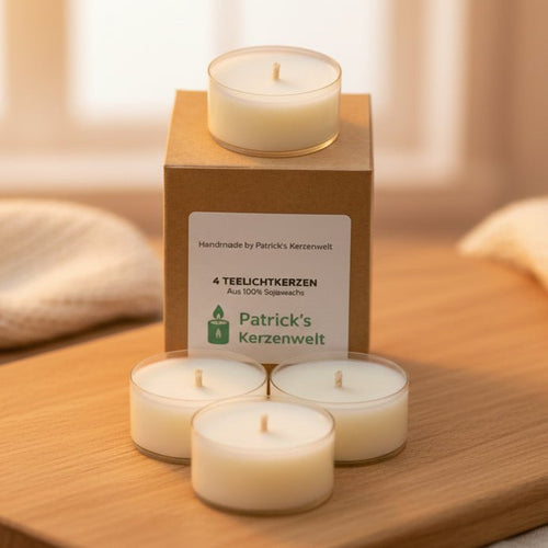 Teelichter 4 Teelichtkerzen aus 100 % Sojawachs - Patrick's Kerzenwelt