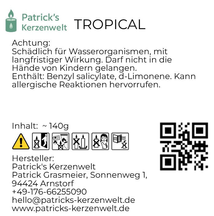 Duftkerze Duftkerze - Tropical - Patrick's Kerzenwelt
