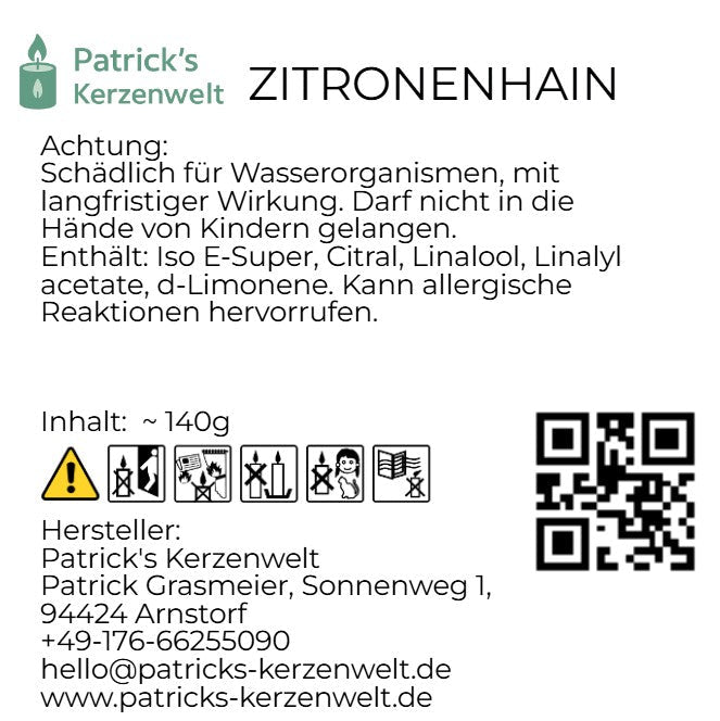 Duftkerze Duftkerze - Zitronenhain - Patrick's Kerzenwelt